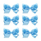 6 Pcs Hair Clips With 3' Grosgrain Ribbon Bows - Solid Color Hair Accessories For Toddler Girls And Kids (Light Blue)