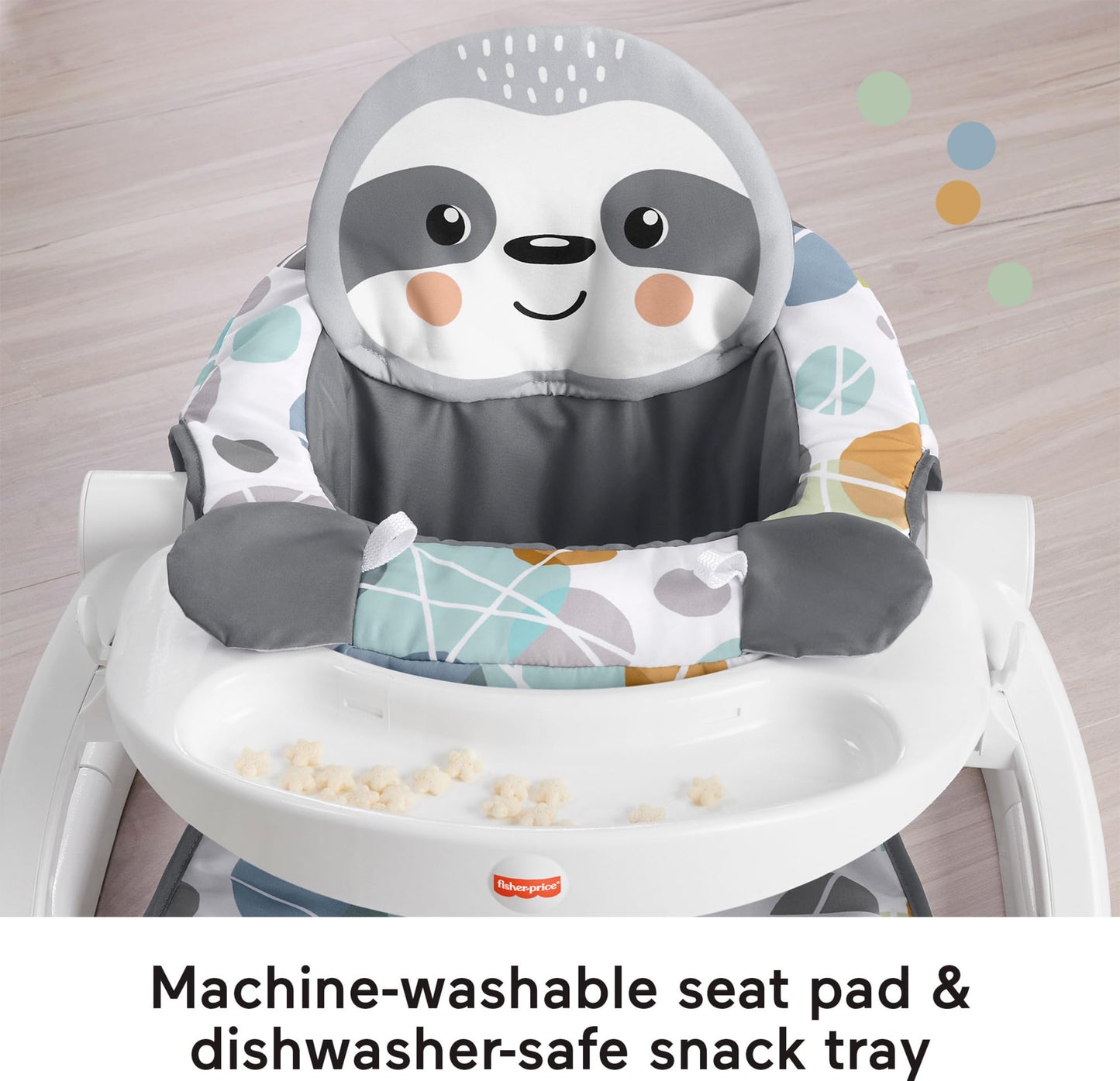 Fisher-Price Portable Baby Chair Sit-Me-Up Floor Seat With Snack Tray, Developmental Toys & Washable Seat Pad, Cute Sloth