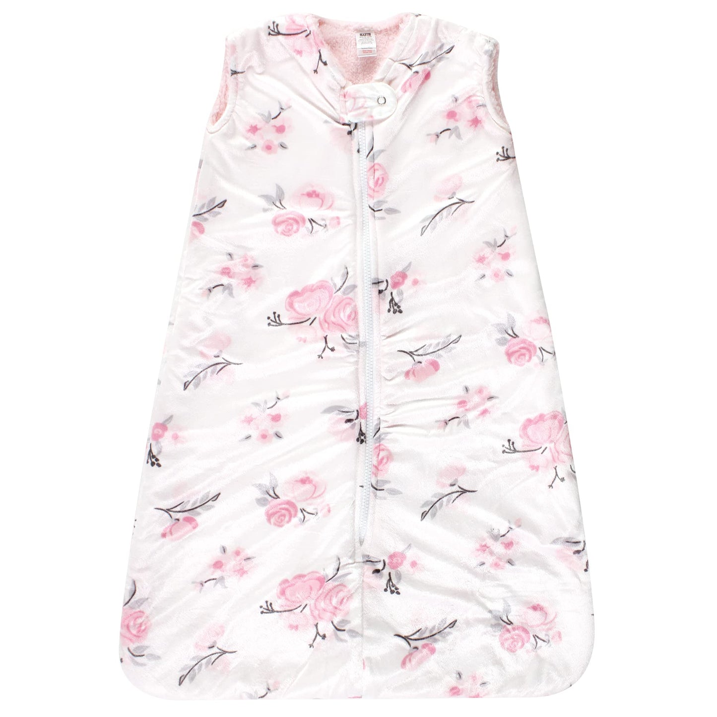 Hudson Baby Unisex Baby Mink With Sherpa Inner Sleeping Bag, Sack, Blanket, Pink Floral, 12-18 Months