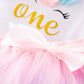 Nnjxd Baby Girls 1St Birthday Unicorn Outfits Set Rainbow Tutu Skirt+ Unicorn T-Shirt+ Flower Headband(1 Years, #12 (Pink) 1 Yea