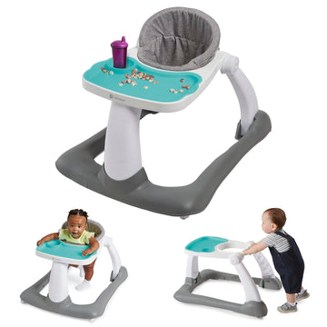 Contours Graze 2-In-1 Foldable Infant And Baby Push Walker, Seated Or Walk-Behind Design, Removable And Washable Seat Pad And Sn