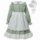 Fccam Prairie Dresses For Girls Pioneer Costume 19Th Century Long Sleeves Colonial Dress Green S Age Over 4 Years Old