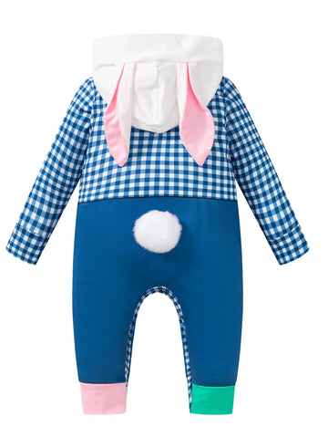 Latobreath Newborn Baby Boy Girl Easter Costume Outfit Long Sleeve Hooded Romper Bunny Ear Face Infant Clothes(6-12M)
