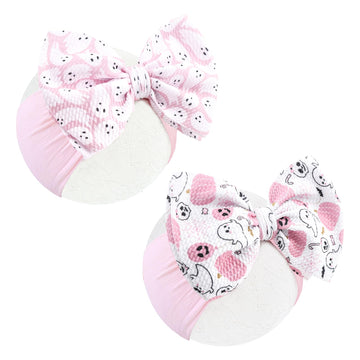 Yanjie Halloween Baby Headbands Bow Ghost Hair Bow Baby Pink Halloween Bow Baby White Halloween Bows Newborn Bows Infant Hallowe