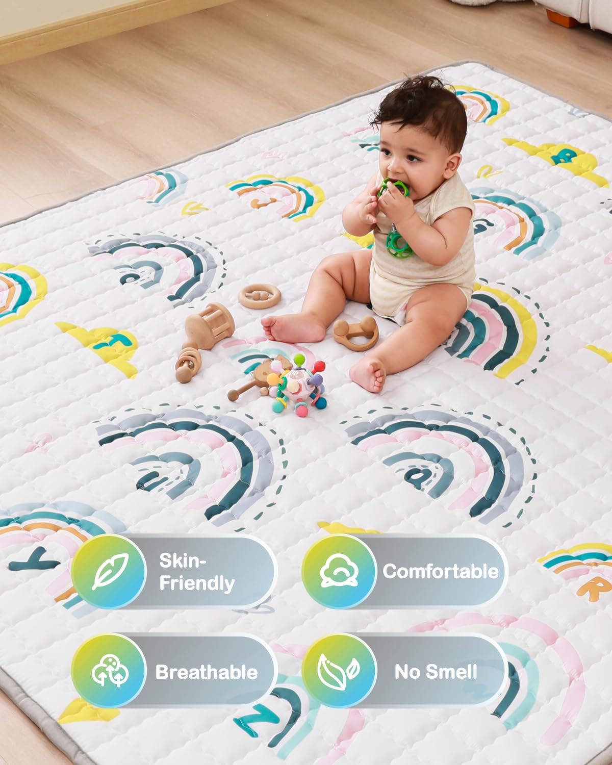Wonday Thick Baby Play Mat,71X59 Baby Pay Mat For Floor Foldable Kids Crawling Mat For Babies 6-12 Months, Infant Baby Playpen M