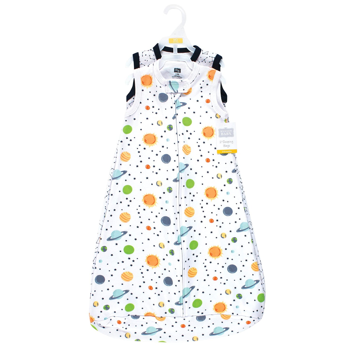 Hudson Baby Unisex Baby Interlock Cotton Sleeveless Sleeping Bag, Space, 12-18 Months