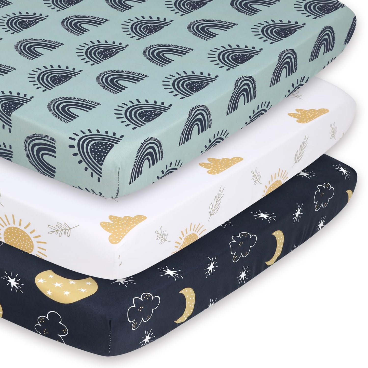 The Peanutshell Mini Crib Fitted Sheets Set For Boys Or Girls, Playard, Pack Play Sheets, Playpen, Rainbow Galaxy