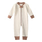 Owlivia Organic Cotton Baby Boy Girl Zip Up Sleep N Play, Footless, Long Sleeve(0-3 Months, Mini Bears&Beige)