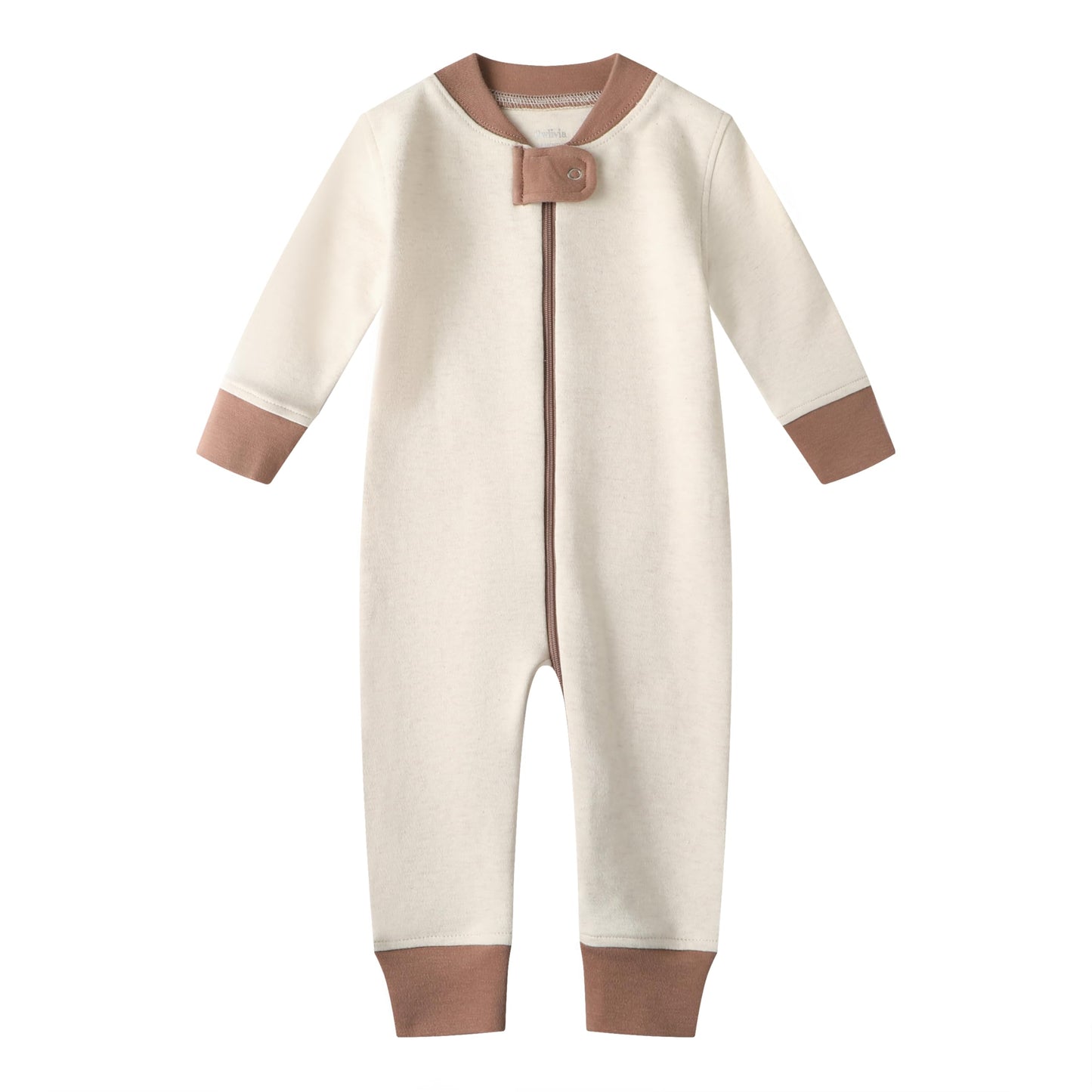 Owlivia Organic Cotton Baby Boy Girl Zip Up Sleep N Play, Footless, Long Sleeve(0-3 Months, Mini Bears&Beige)