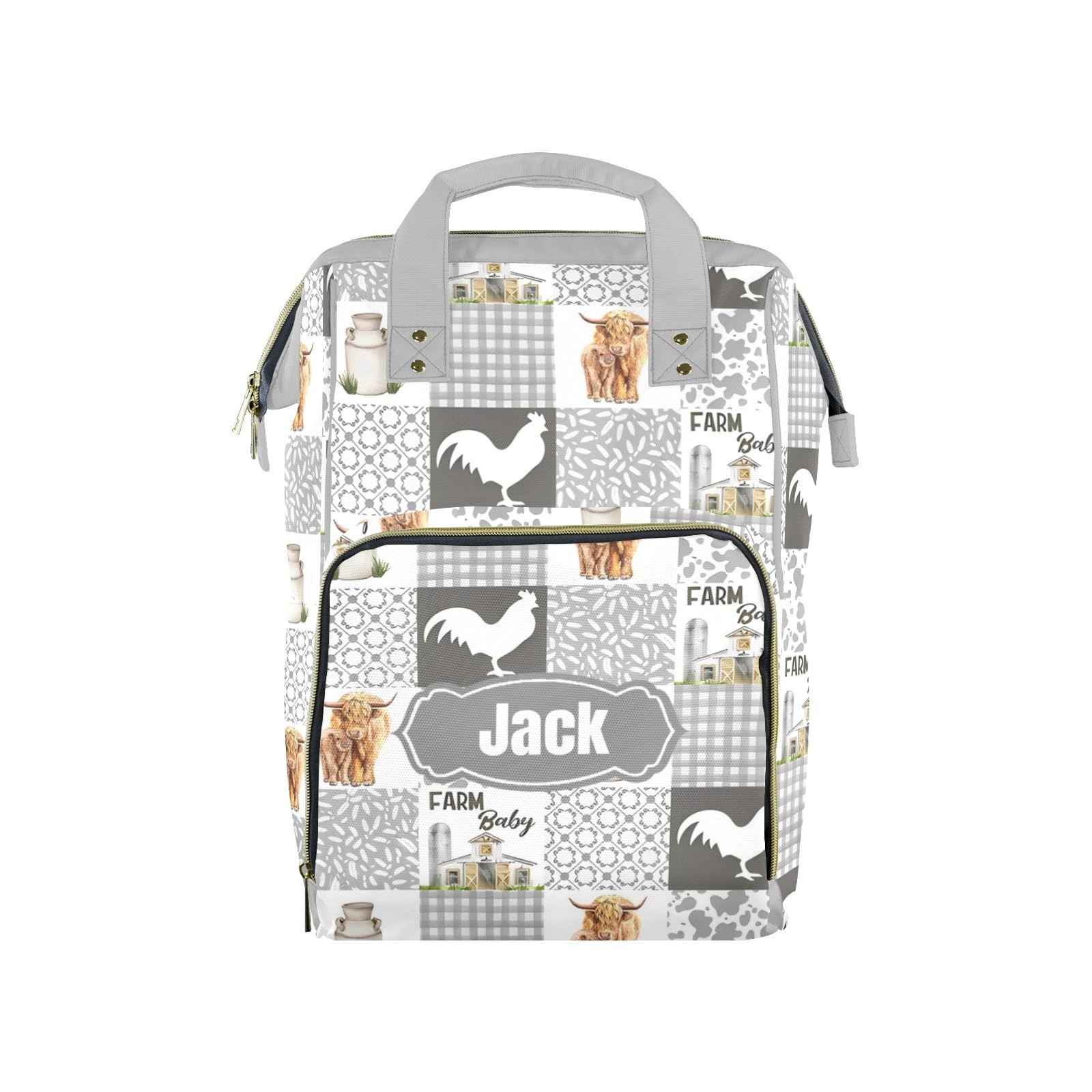 Noverbibi Custom Diaper Bag for Baby Customized High Land Cow Baby Bag Personalized Nursing Bags with Name Custom Name Mommy Day