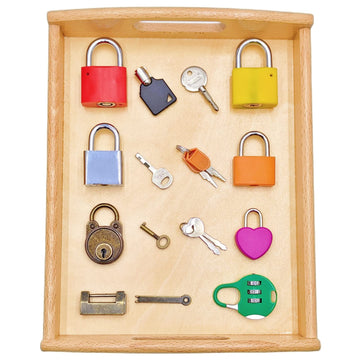 MIKNEKE Montessori Lock and Key Toy Set for Toddlers, Toy Keys Homeschool Preschool Learning Activities, Wooden Montessori Mater
