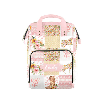 Noverbibi Custom Diaper Bag for Baby Customized Floral Horse Baby Bag Personalized Nursing Bags with Name Custom Name Mommy Dayp