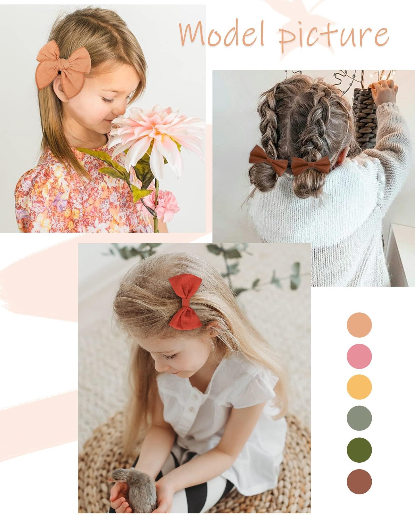 Doboi Baby Girl Hair Clips 20Pcs Baby Girl Bows Flower Cotton Prints Hair Accessories Fully Lined Alligator Hair Clips For Girls