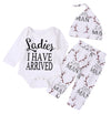 Imsmart Newborn Suit For Baby Shower Deer Print Long Sleeve Romper+Long Pants+Hat (0-6Months, Man)