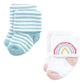 Hudson Baby Unisex Baby Cotton Rich Newborn And Terry Socks, Modern Rainbow, 0-6 Months