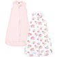Hudson Baby Unisex Baby Interlock Cotton Sleeveless Sleeping Bag, Soft Pink Roses, 3-9 Months