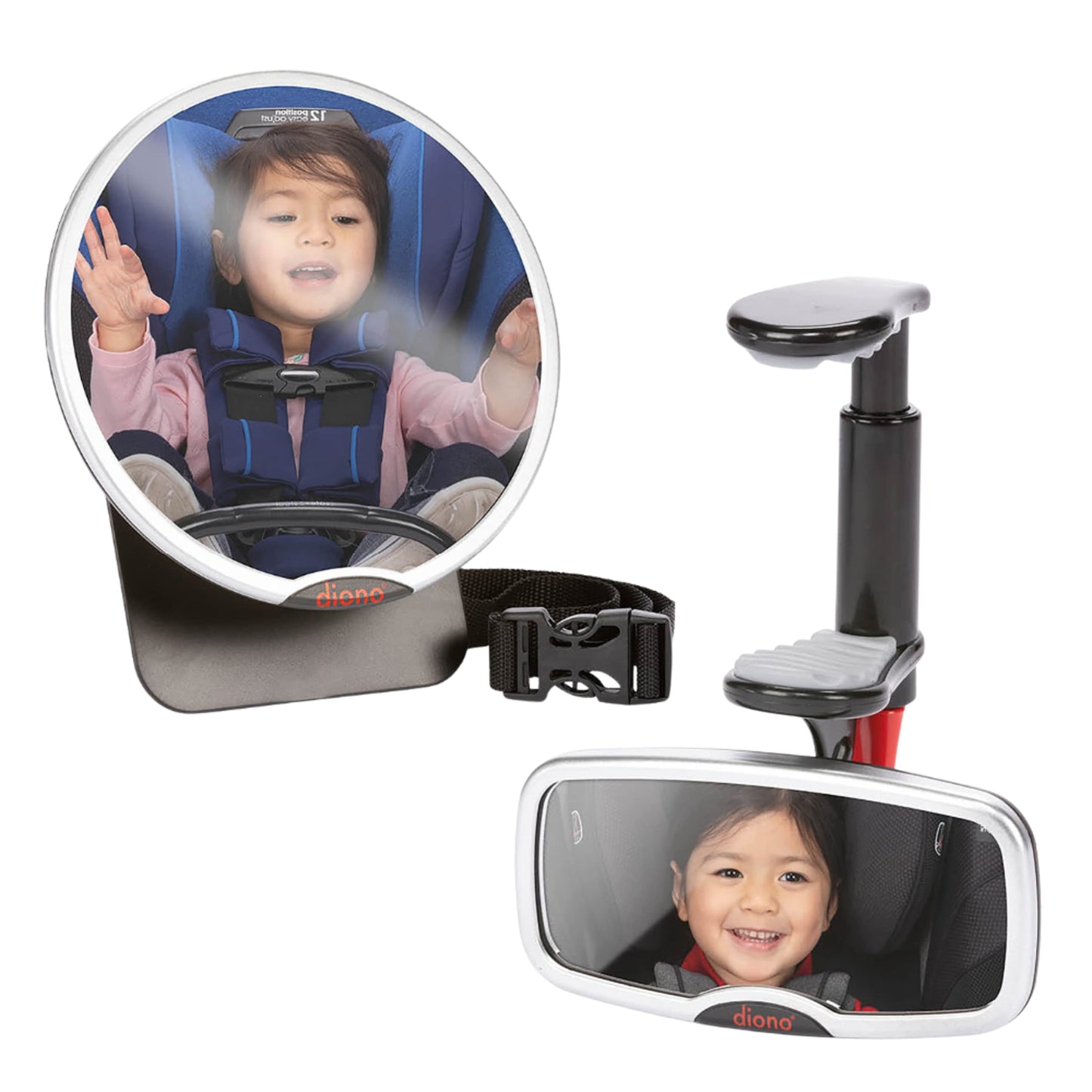 Diono Baby Car Mirror 2 Pack, Includes Safety Car Seat Mirror for Rear Facing Infant & See Me Too Rear View Baby Mirror Both Ful