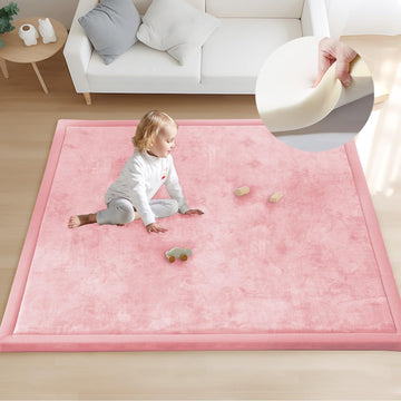 ACOMOPACK Baby Play Mat for Floor 1.3 Thick Memory Foam 50x50 Soft Velvet Playpen Mat for Kids,Infants,Toddlers,Tummy Time Crawl