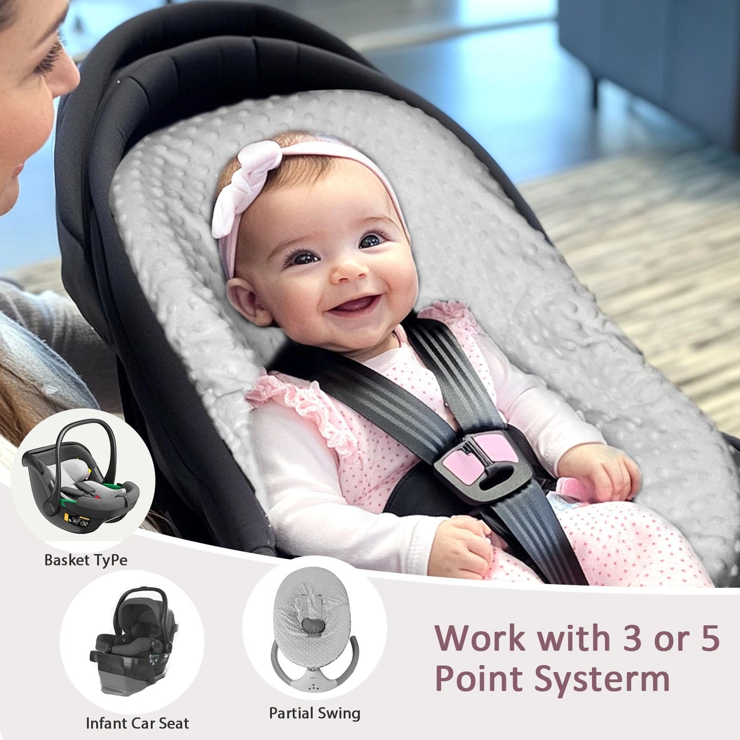 Infant Car Seat Cover Liner, Carseat Cover Liner And Protection For Baby Boys Girls, Soft Comfortable, Machine Washable, Univers