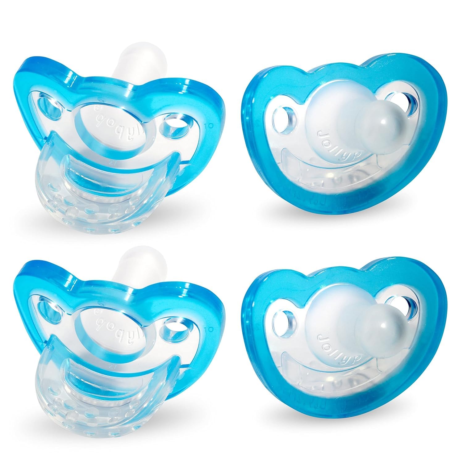 Razbaby Jollypop Baby Pacifier Newborn, 0-3M (Blue, 4 Count)