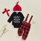 Beqeuewll Valentines Newborn Baby Boy 3Pcs Clothes Infant Long Sleeve Romper Cute Pattern Suspender Pants Overalls Outfits (Litt