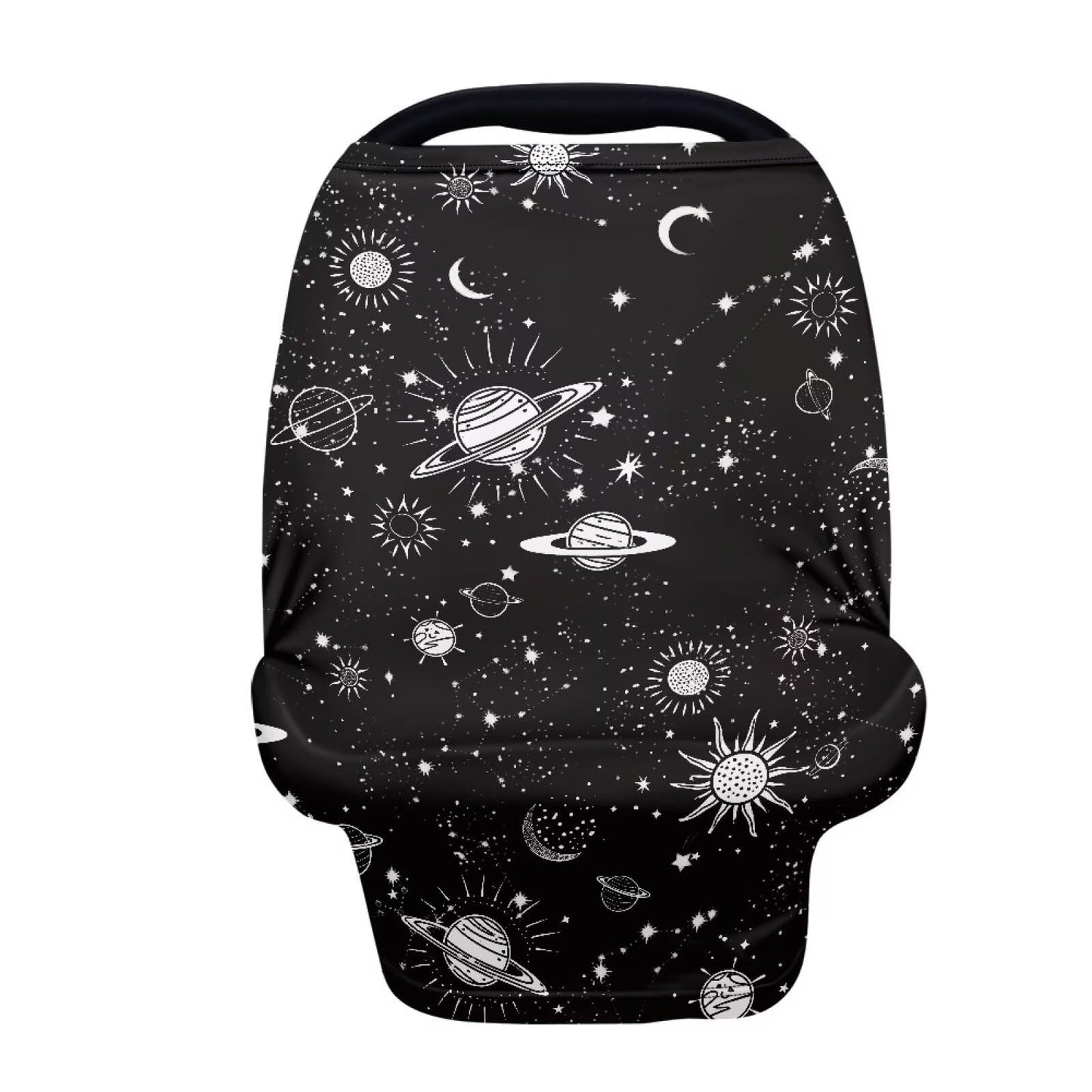 Biyejit Galaxy Planets Multi-use Baby Car Seat Cover, Breathable Nursing Cover, High Stretchy Infant Carseat Canopy, Stroller Co