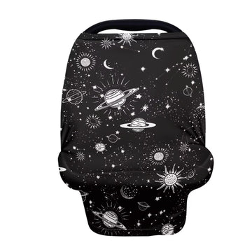 Biyejit Galaxy Planets Multi-use Baby Car Seat Cover, Breathable Nursing Cover, High Stretchy Infant Carseat Canopy, Stroller Co
