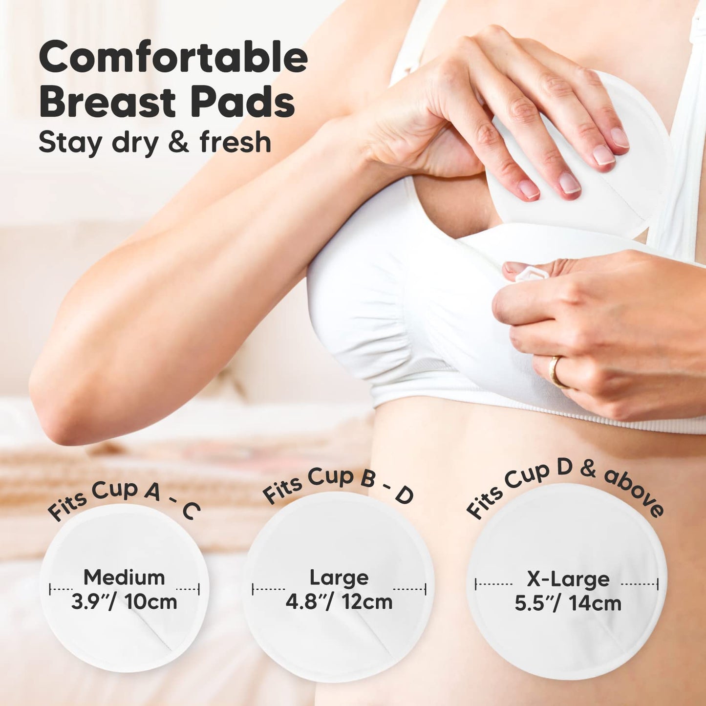 Organic Nursing Pads - 8 Washable Viscose Derived From Bamboo Breastfeeding Pads, Wash Bag, Reusable Breast Pads For Breastfeedi