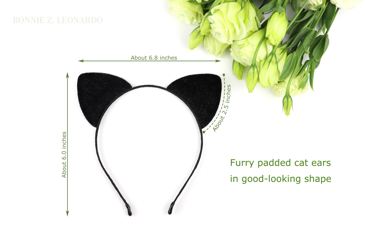 Bonnie Z. Leonardo Black Cat Ears Headband Furry Padded Catwomen Headbands Cat Black-F