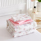 Joyreap 4 Piece Cotton Toddler Bedding Set For Girls, Flowers N Leaves Pink Design, Soft Breathable Cotton Toddler Comforter Set