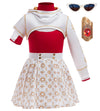Girls Hooded Jacket with Printed Skirt and T-Shirt Set Zombies 4 Nova Costume Cheerleader Halloween Cosplay Dress 5-6Y 120