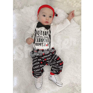 Shalofer Valentine'S Day Baby Boys Outfits Infant Heart Breaker Pant Clothing Set (Black&White,0-3 Months)