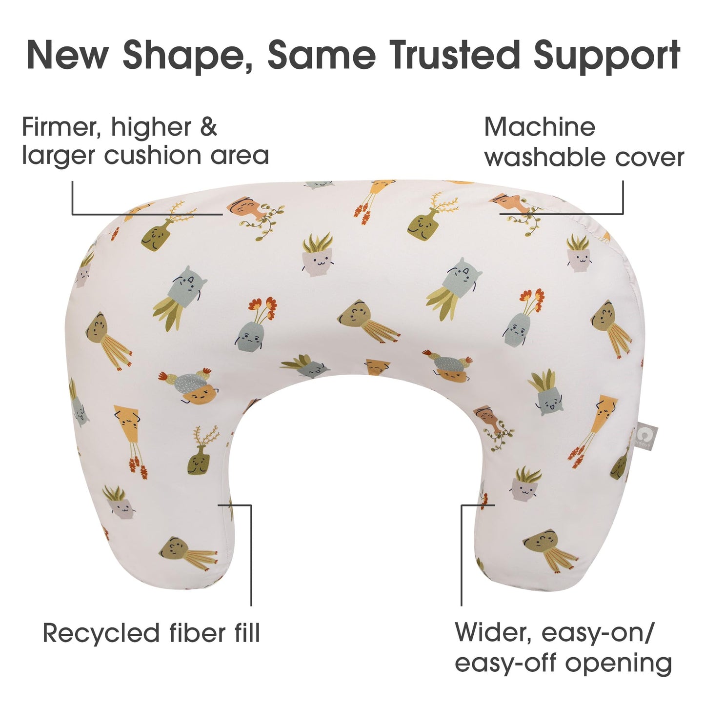 Boppy Nursing Pillow, Tan Happy Houseplants, Larger, Firmer, More Supportive Pillow For Breastfeeding And Bottle Feeding, Firmer