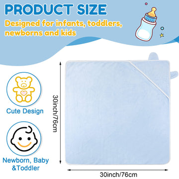 6 Pieces Baby Bath Towels 30 X 30 Inch Hooded Baby Towel Hooded Bath Blanket Absorbent Coral Fleece Hooded Baby Bath Shower Towe