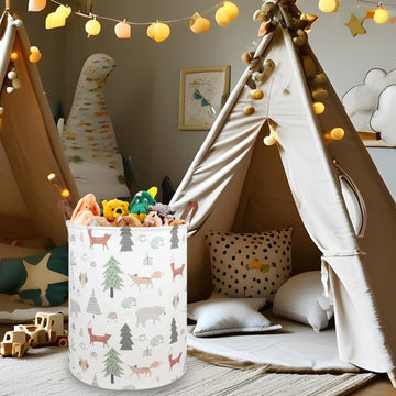 Fxolcshe Animal Baby Laundry Basket,Woodland Animals Baby Laundry Hamper,Toy Basket For Boys,Nursery Hamper Gift Baskets For Bed