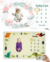 Hoolloomooloo Combo of 2 Baby Milestone Blankets  Soft Floral & Dino Themes for Monthly Growth Photoshoots  Newborn Memory Kee
