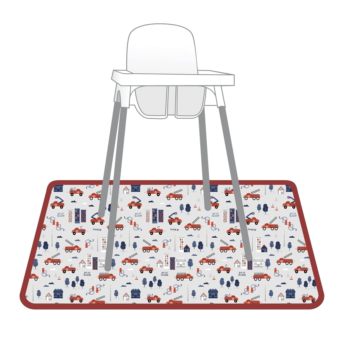 Bapronbaby Be Brave Firefighter Splash Mat - Waterproof Catch-All For Under High Chairs, Floors, Tables, Playtime Or Arts & Craf