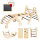 Bluewood Pikler Triangle Set Pikler Climbing Set For Toddlers, Foldable Baby Climbing Toys, Wooden Montessori Climbing Set For 2