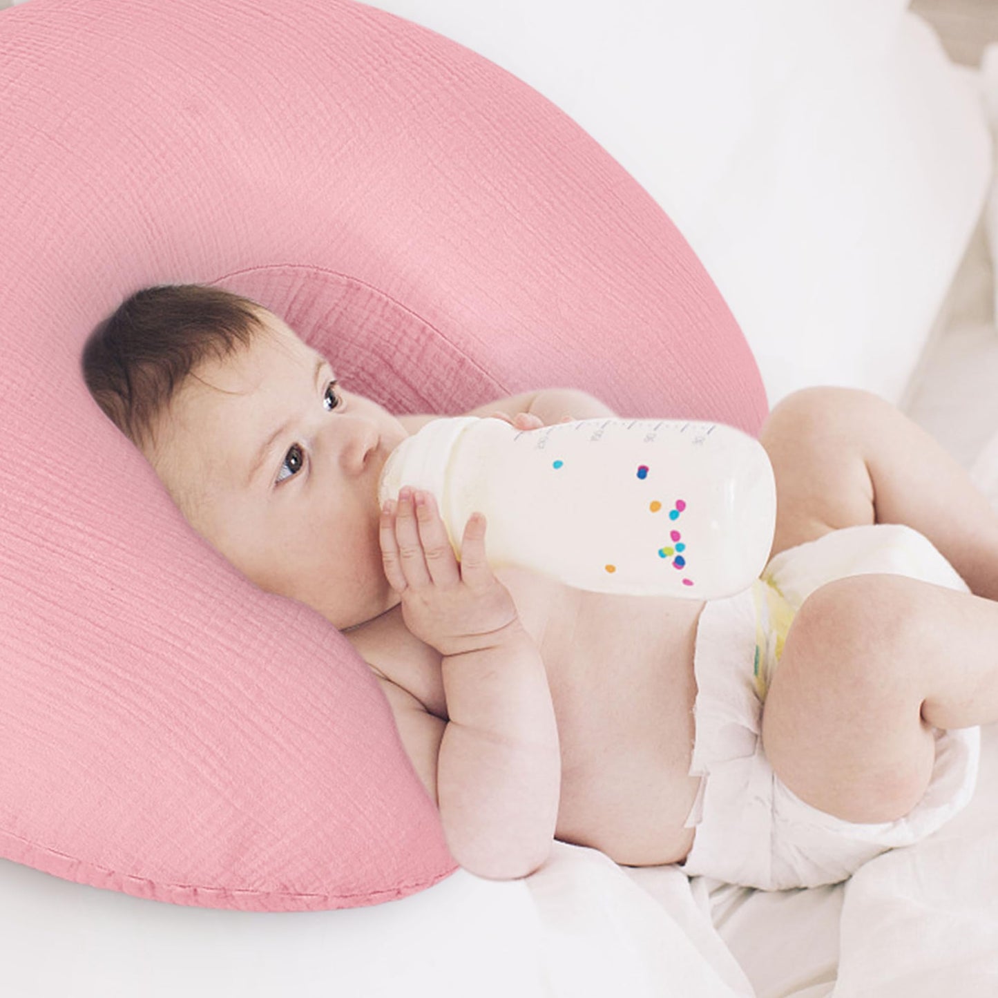 Pro Goleem Muslin Nursing Pillow Cover, 100% Cotton Soft Breathable Feeding Pillow Slipcover For Breastfeeding Moms, Fits Standa