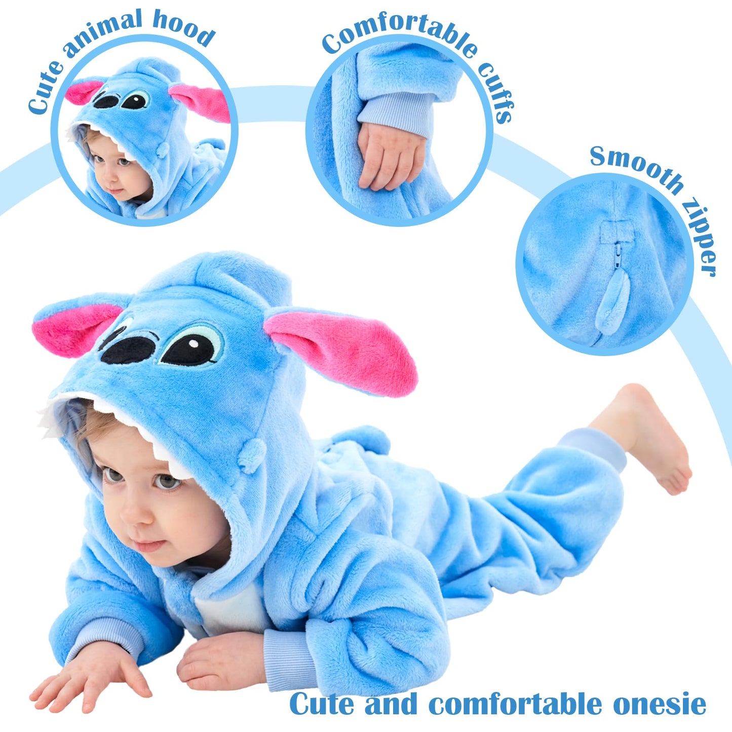 Scopuci Unisex Baby Animal Onesie Pajamas,Infant Flannel Halloween Cosplay Costume, Toddler Christmas Homewear/Sleepwear