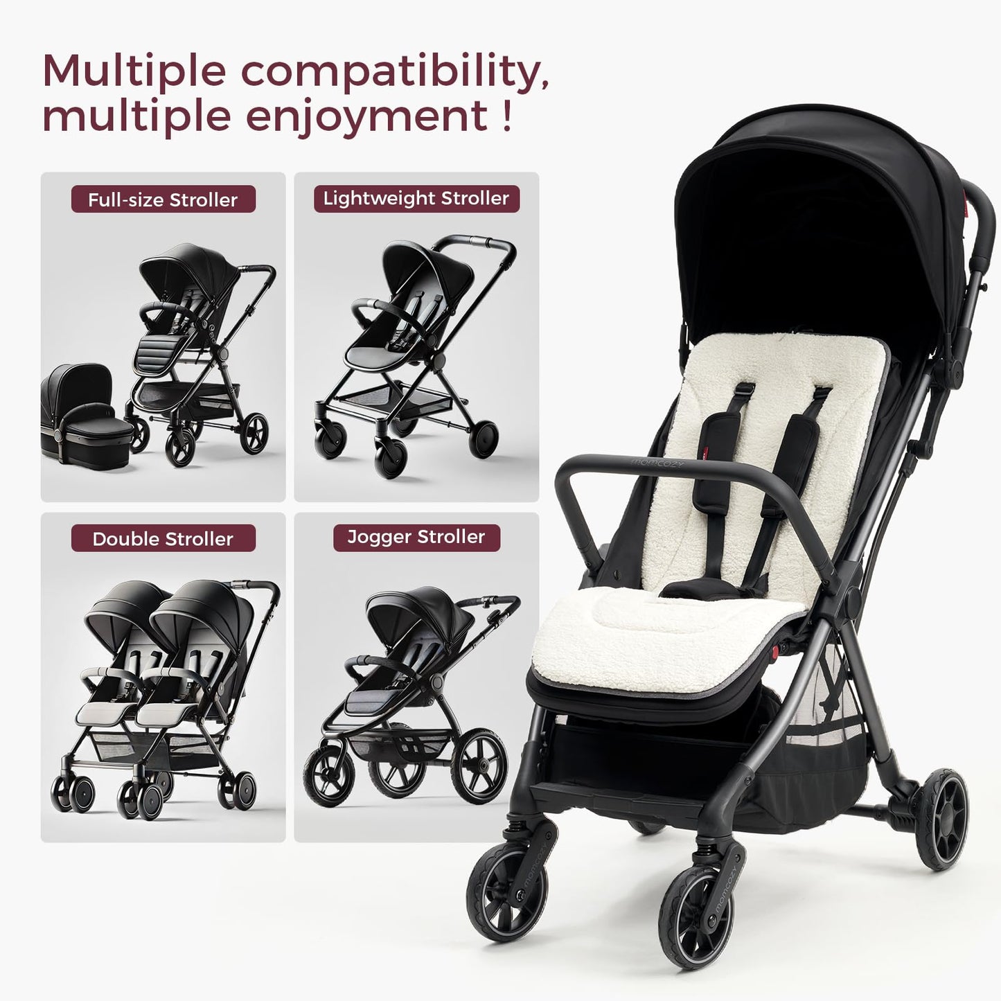 Momcozy Reversible Stroller Cushion | Universal Breathable Stroller Liner | Winter Warm Car Seat Liners | Crib Carriage Cushion