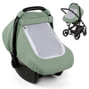 Muslin Baby Car Seat Cover for Boys Girls, 3 Layer Infant Carseat Canopy with Breathable Mesh Peep Window, Summer Lightweight Su