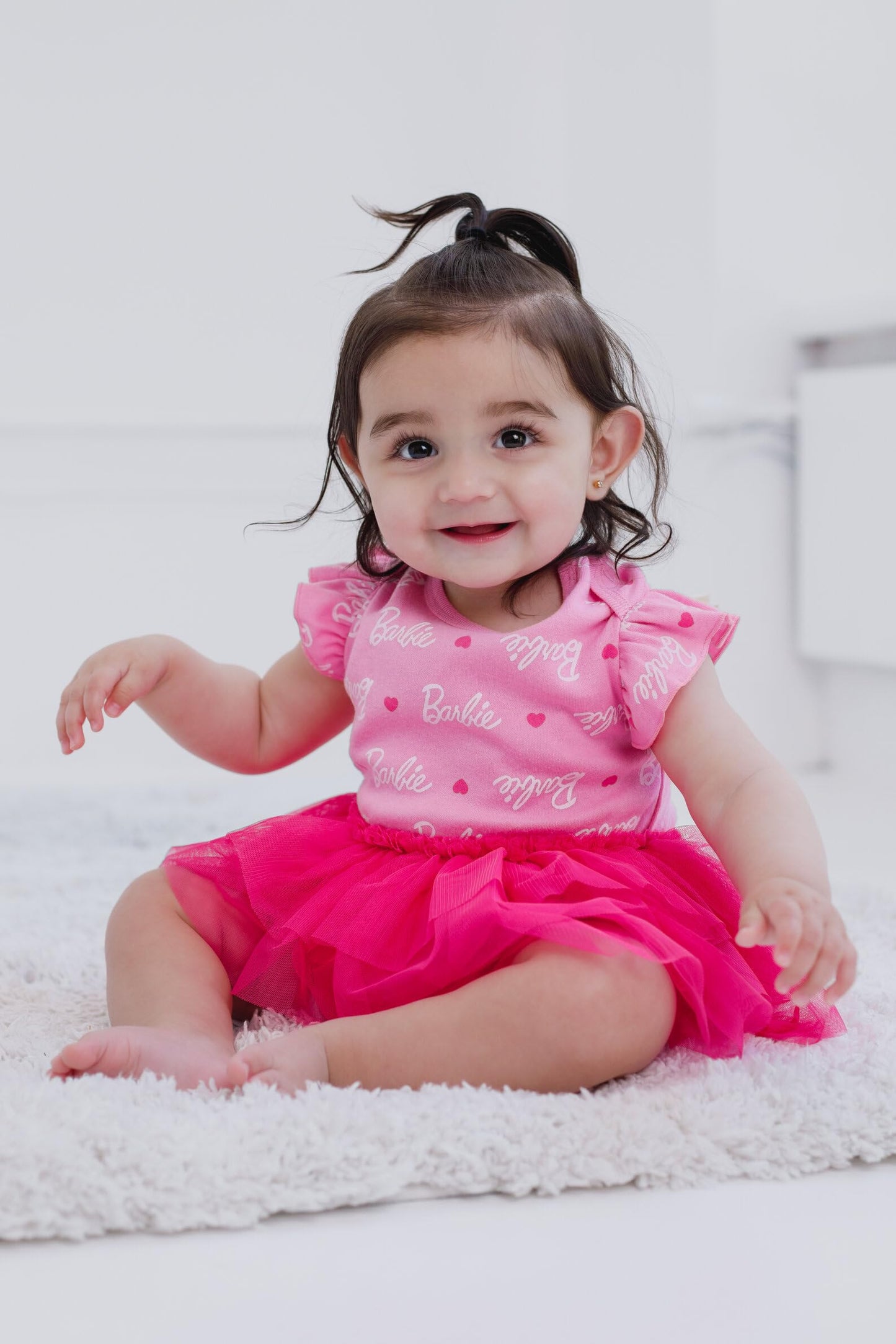 Barbie Infant Baby Girls Bodysuit Tutu Dress Logo Pink 12 Months