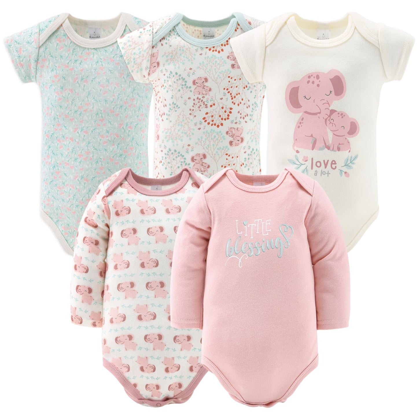 The Peanutshell Newborn Clothes & Accessories Set, 30 Piece Layette Gift Set, Fits Newborn To 3 Months, Pink Elephant & Floral