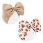 YanJie Thanksgiving Baby Girl Headband Turkey Printed Bows Newborn Hairbands Handmade Big Baby Girls Bows Khaki Hair Accessories