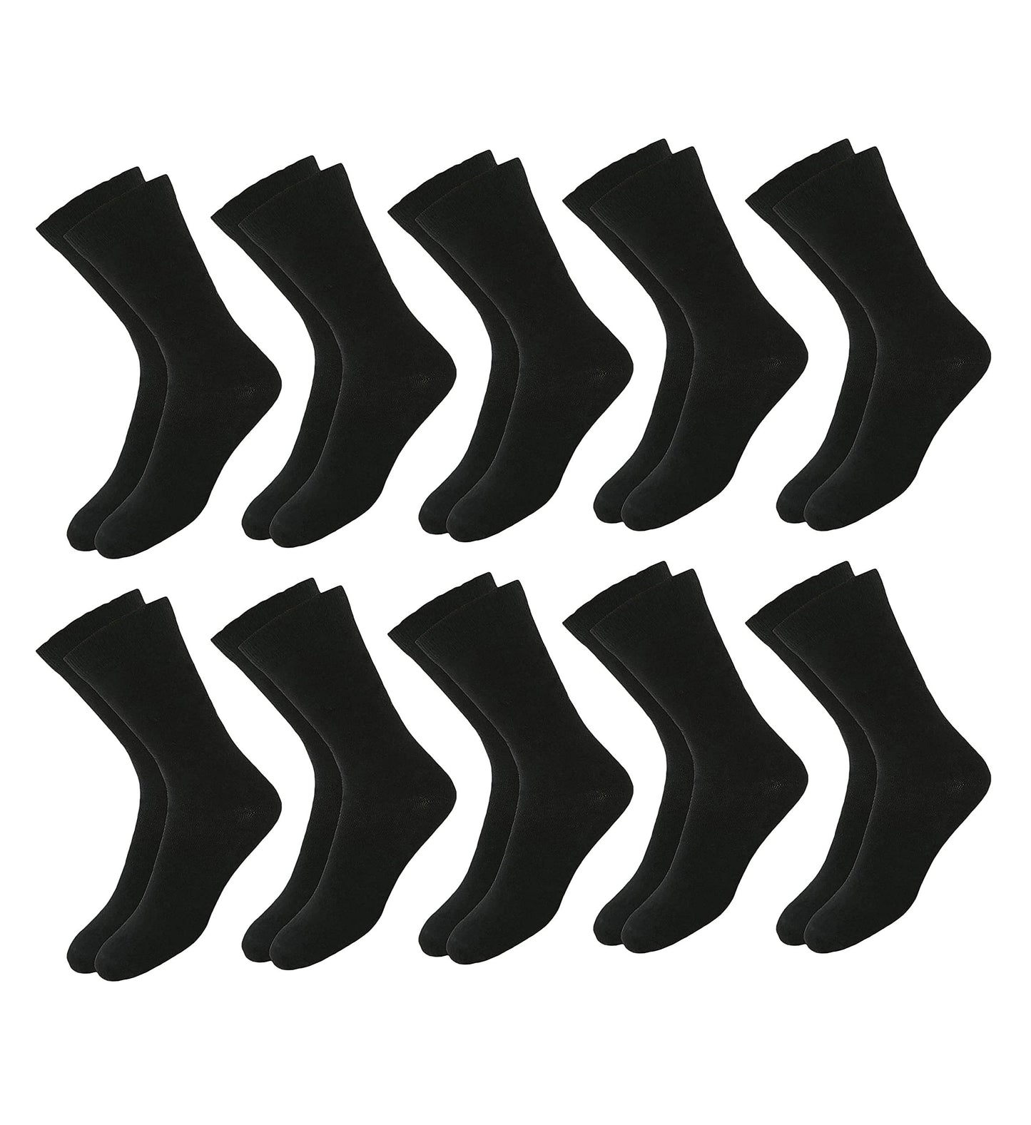 Cotson Calf Length, Full Length, High Length Pure Cotton Plain Solid Black Color Formal Socks For Men And Boys  Pack Of 10 Pair