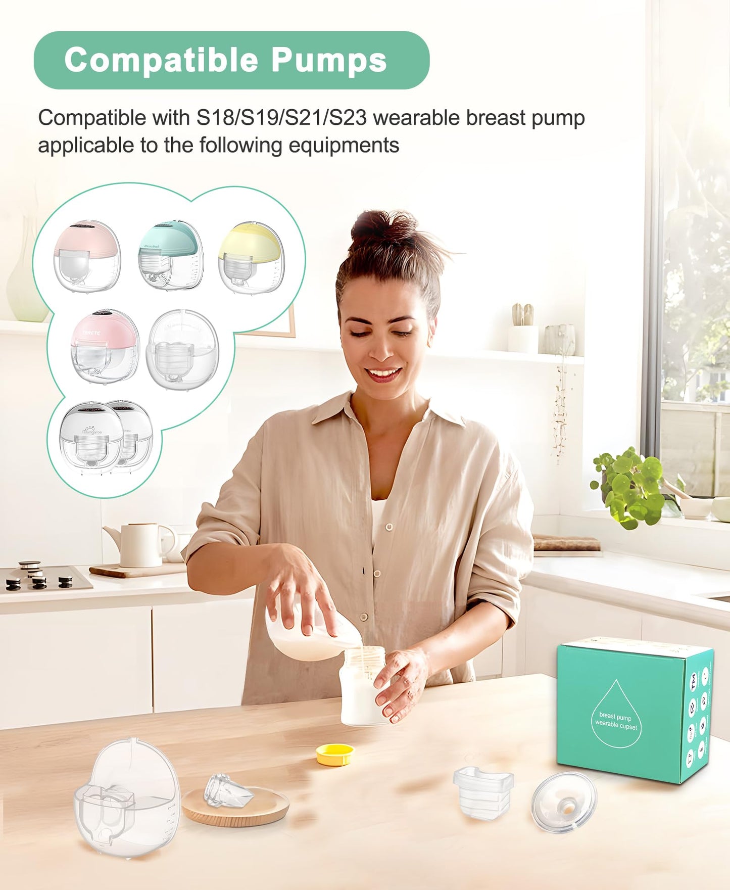 Pdfans Wearable Breast Pump Accessories Replacement Parts Milk Collector Cup Flange 24Mm Compatible With Mommed Tsrete S21/S19/S