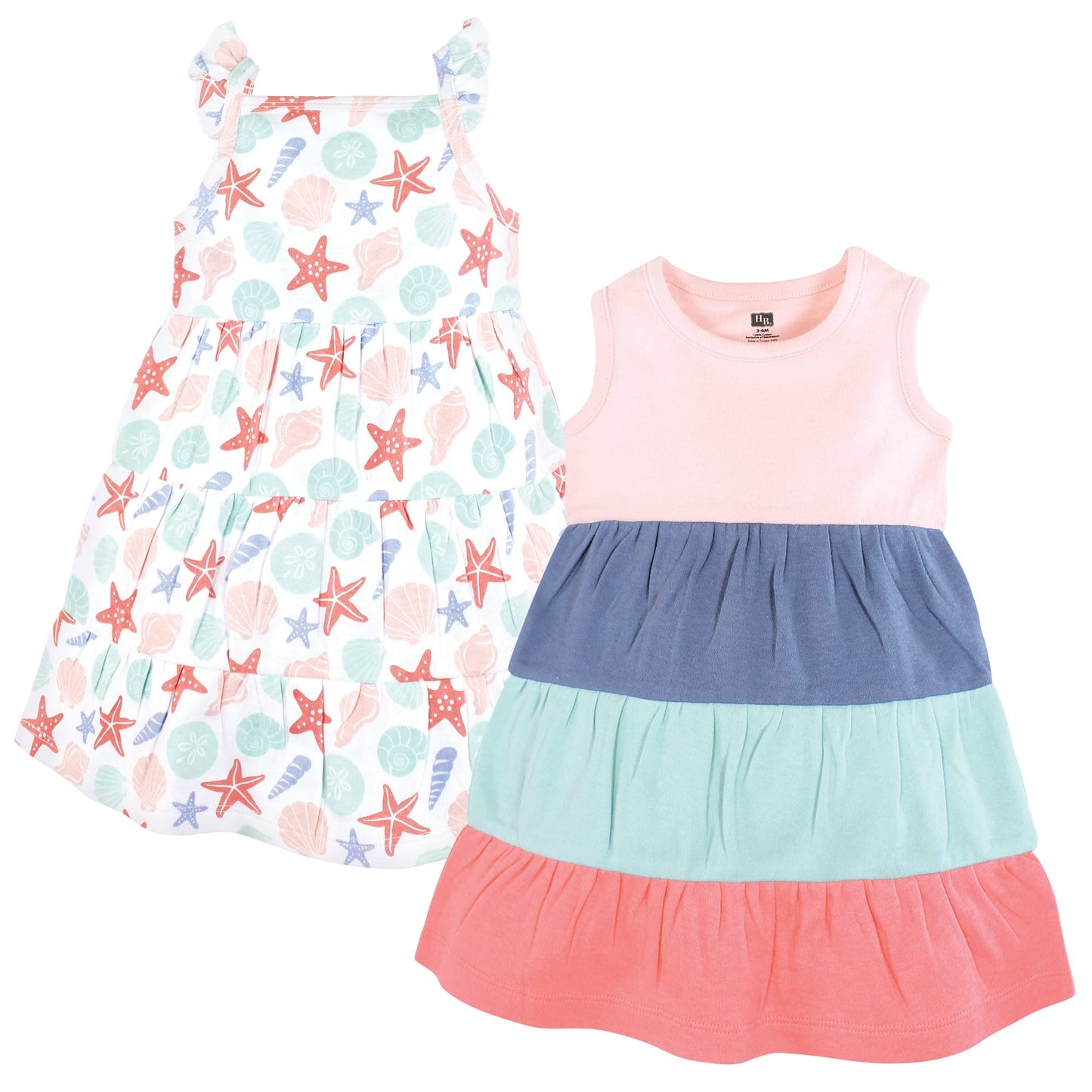 Hudson Baby Baby-Girls Cotton Dresses, Multicolor Sea Shells, 9-12 Months