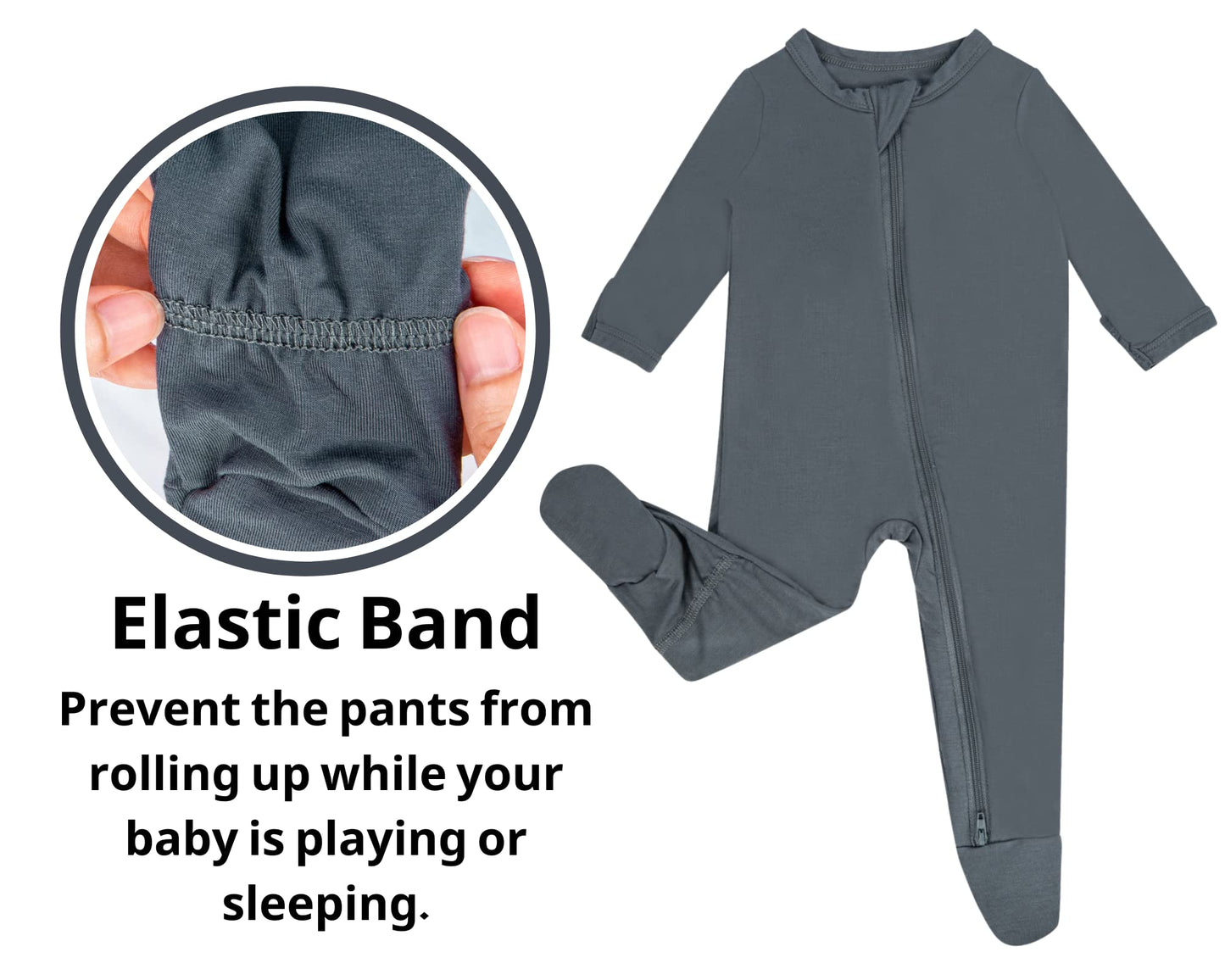 Guisby Long Sleeve Sleeper Baby Girl,Footed Pajamas With Mitten Cuffs Sliver Grey 3-6 Months