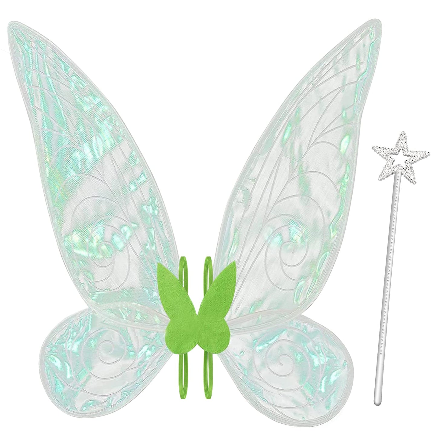 Quescu Fairy Wings For Adults,Butterfly Wings For Girls,Angel Wings,Fairy Costume For Women Halloween Dress Up Party Favor Green